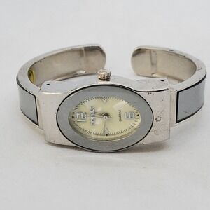 Women's Bangle Cuff Watch‎ 22MM Gray Dial Case Gray Bracelet 5.5" New Battery